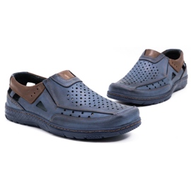 Olivier 893MP Zapatos hombre mocasín piel azul marino marrón 5