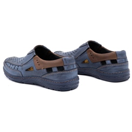 Olivier 893MP Zapatos hombre mocasín piel azul marino marrón 6