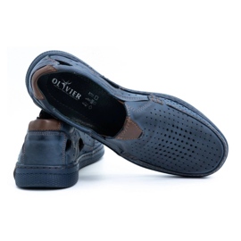 Olivier Zapatos hombre piel mocasines 937MP azul marino 4