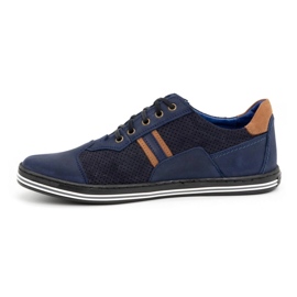 Polbut Zapato casual hombre 1801P nubuck azul marino / camel 1
