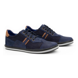 Polbut Zapato casual hombre 1801P nubuck azul marino / camel 2