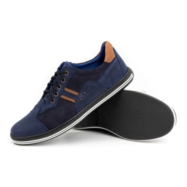 Polbut Zapato casual hombre 1801P nubuck azul marino / camel 3