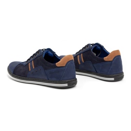 Polbut Zapato casual hombre 1801P nubuck azul marino / camel 5