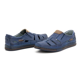 Polbut Zapatos hombre calados 06 para verano azul marino con marrón 6