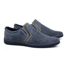 Olivier Zapatos hombre piel para verano 713MP azul marino 2