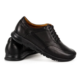 Olivier Zapato casual hombre piel 902KNT grano negro con negro 4