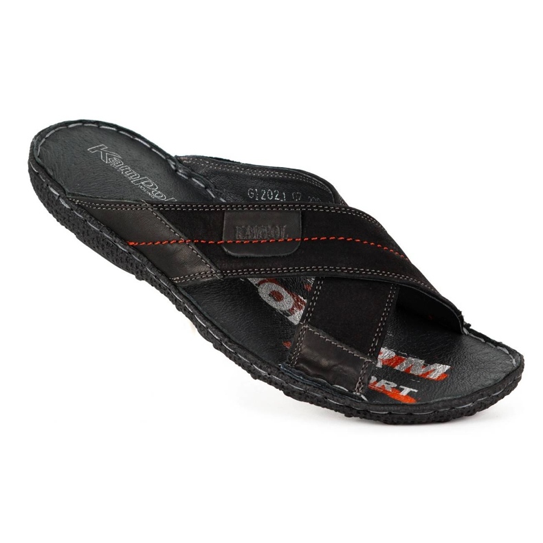 Kampol Babuchas hombre piel 200/3 nubuck negro 2
