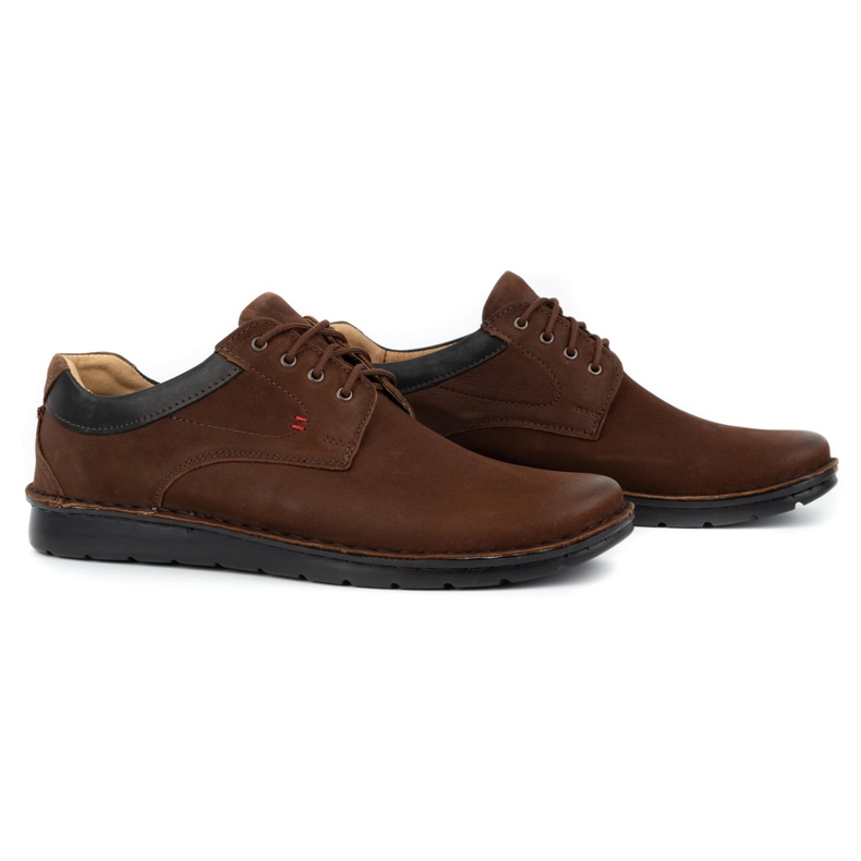 Kampol Zapatos casuales de cuero para hombres 13 / CK65 marrón 1