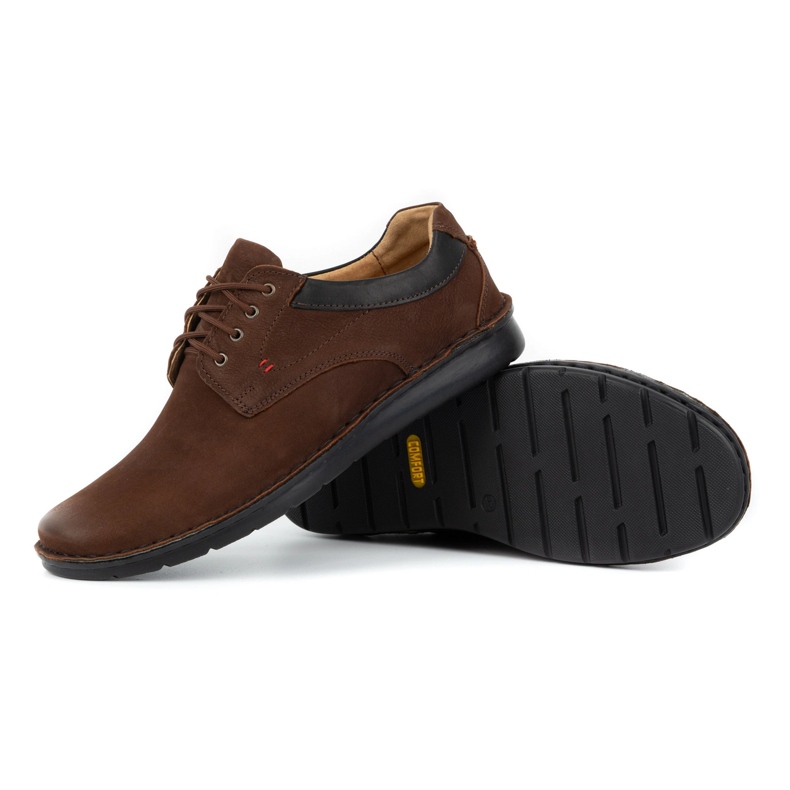Kampol Zapatos casuales de cuero para hombres 13 / CK65 marrón 2