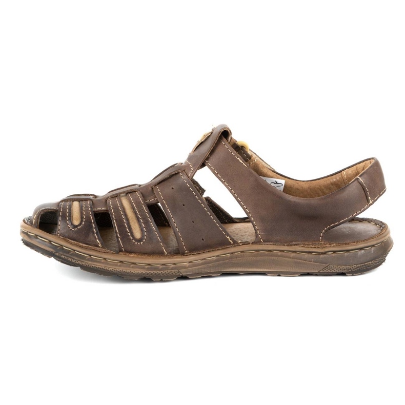 Olivier Sandalias hombre piel para verano 230MA marrón oscuro 1