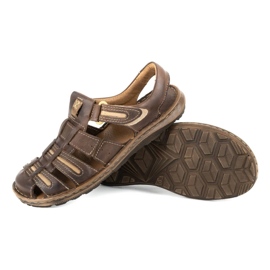 Olivier Sandalias hombre piel para verano 230MA marrón oscuro 3