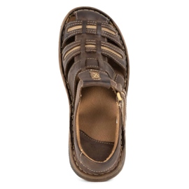 Olivier Sandalias hombre piel para verano 230MA marrón oscuro 7