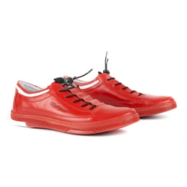 Polbut Zapato casual de hombre en piel K22N rojo con parte inferior roja 2