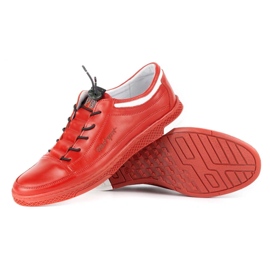 Polbut Zapato casual de hombre en piel K22N rojo con parte inferior roja 3