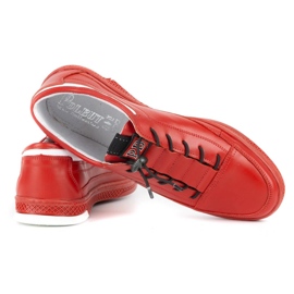 Polbut Zapato casual de hombre en piel K22N rojo con parte inferior roja 4