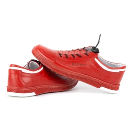 Polbut Zapato casual de hombre en piel K22N rojo con parte inferior roja 5