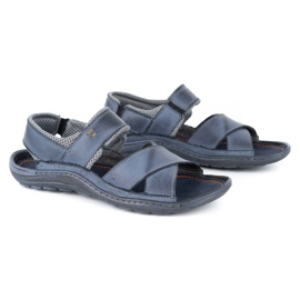 Olivier Sandalias hombre piel 336GT azul marino 3