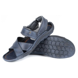 Olivier Sandalias hombre piel 336GT azul marino 4