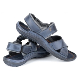 Olivier Sandalias hombre piel 336GT azul marino 5