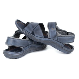 Olivier Sandalias hombre piel 336GT azul marino 6