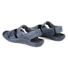Olivier Sandalias hombre piel 336GT azul marino 7