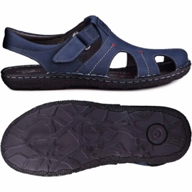 Kampol Sandalias hombre piel 218/53KAM azul marino 4