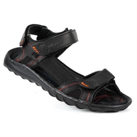 ŁUKPOL Sandalias hombre piel negras 832 negro 2