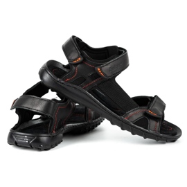 ŁUKPOL Sandalias hombre piel negras 832 negro 6