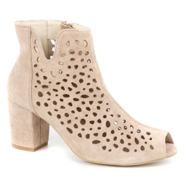 Exquisite Botines mujer piel calada 1184 rosa empolvado rosado 1