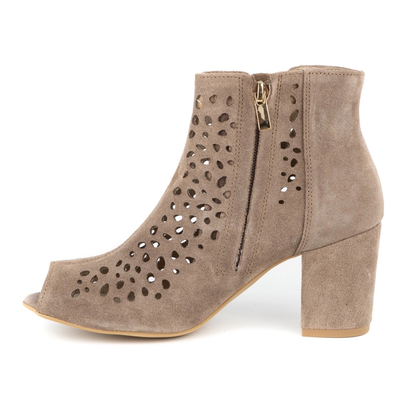 Exquisite Botines mujer piel calada 1184 capuchino beige 1