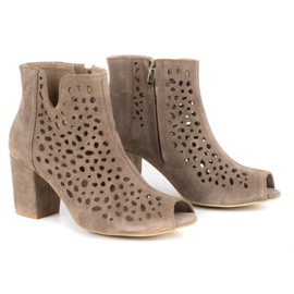 Exquisite Botines mujer piel calada 1184 capuchino beige 3