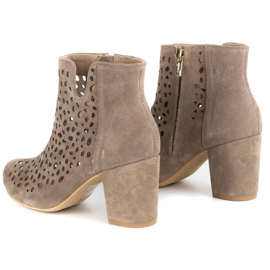 Exquisite Botines mujer piel calada 1184 capuchino beige 5
