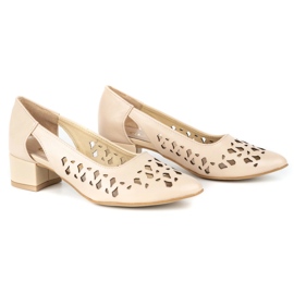 Olivier Salones mujer en piel con tacon 2272 beige 4
