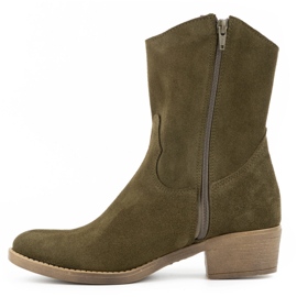 Olivier Botas de mujer caladas con tacón Angela verde 1 Olivier Botas de mujer caladas con tacón Angela verde 1