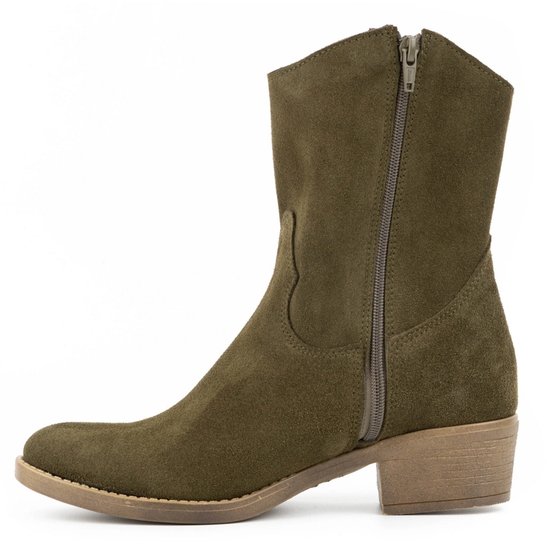 Olivier Botas de mujer caladas con tacón Angela verde 1 Olivier Botas de mujer caladas con tacón Angela verde 1