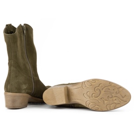 Olivier Botas de mujer caladas con tacón Angela verde 4