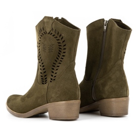 Olivier Botas de mujer caladas con tacón Angela verde 5