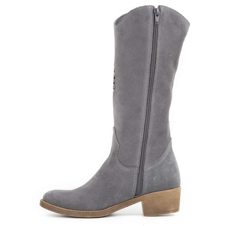 Olivier Botines mujer piel calada Carla gris 1