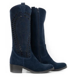 Olivier Botines mujer piel calada Carla azul marino 1 Olivier Botines mujer piel calada Carla azul marino 1