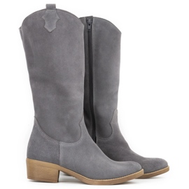 Olivier Botas Julia de piel gris para mujer 2