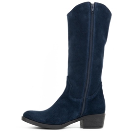 Olivier Botas mujer piel Julia azul marino 1