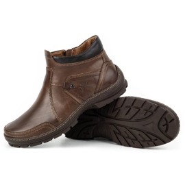 Olivier Botas de piel de invierno para hombre 352MP marrón oscuro 4