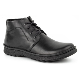 Kampol Botines piel invierno cordones 131KA negro 2