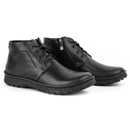 Kampol Botines piel invierno cordones 131KA negro 3