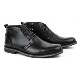 Kampol Zapatos de piel de invierno para hombre 135KAM negro 3