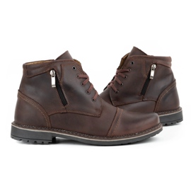 Olivier Botas de piel de invierno para hombre 132GT marrón 6