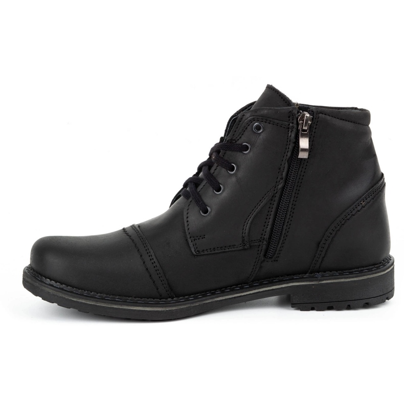 Olivier Botas de piel de invierno para hombre 132GT negras negro 1