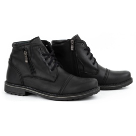 Olivier Botas de piel de invierno para hombre 132GT negras negro 3