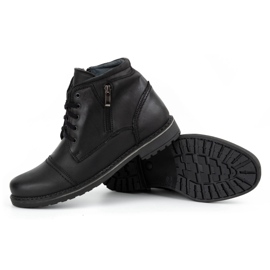 Olivier Botas de piel de invierno para hombre 132GT negras negro 4