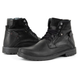 Olivier Botas de piel de invierno para hombre 135GT negras negro 9